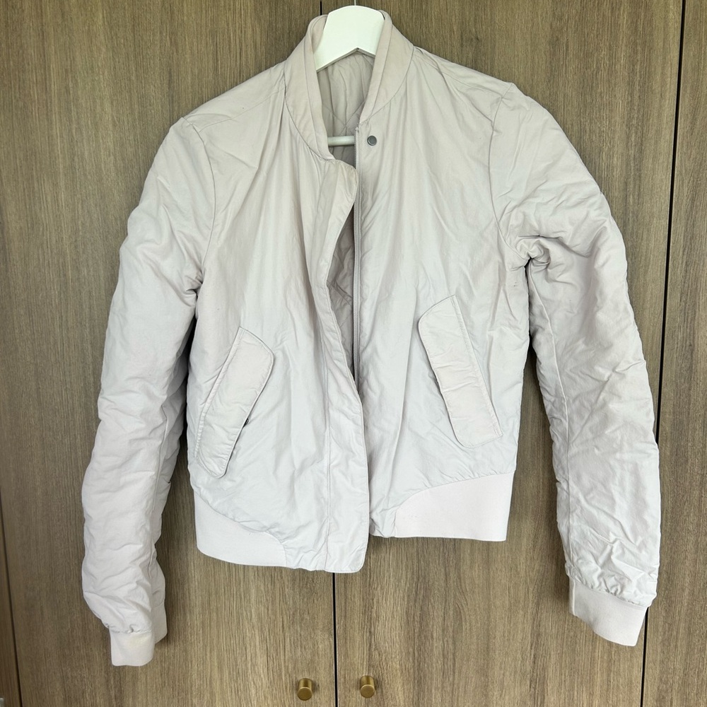 Lululemon Athletica Cream Bomber Jacket with Ribbed Collar